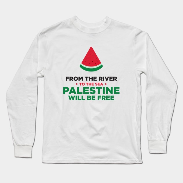 From The River To The Sea Palestine Will Be Free Watermelon Long Sleeve T-Shirt by syahrilution